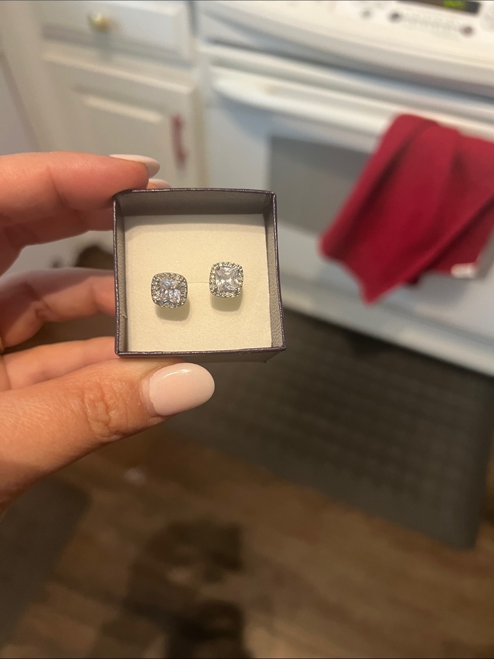 Saks Fifth Avenue Silver-Tone Cushion Halo Stud Earrings with Clear Stones